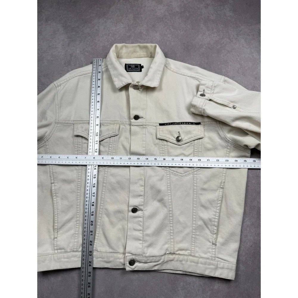 VTG GII Playboy Jeans Collection Men LL Cream Corduroy Trucker Jacket Y2K Casual
